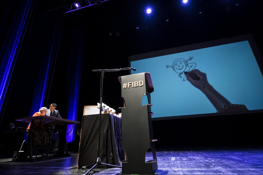 Cérémonie de remise des Prix Découvertes. Performance dessinée de Bernadette Després.